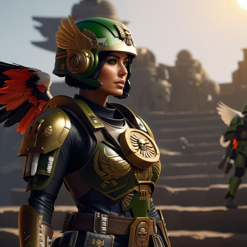 Futuristic Space Marine: Aztec Gold, 8K Concept Art