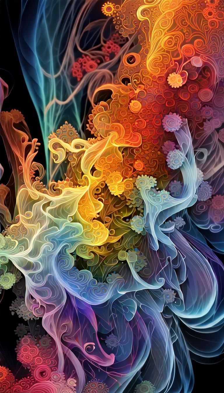 Iridescent Smoke Fractals in Volumetric Lighting