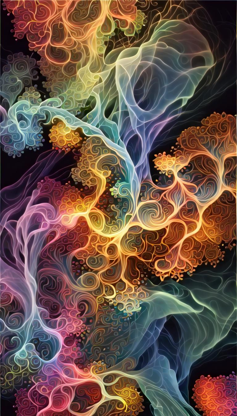 Iridescent Smoke Fractals in a Maximalist Style