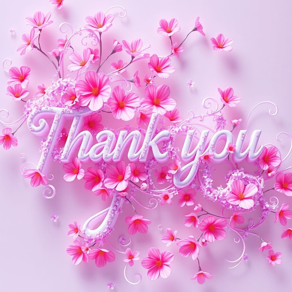 Whimsical Anime-Inspired Typography with Vibrant Flowers and...