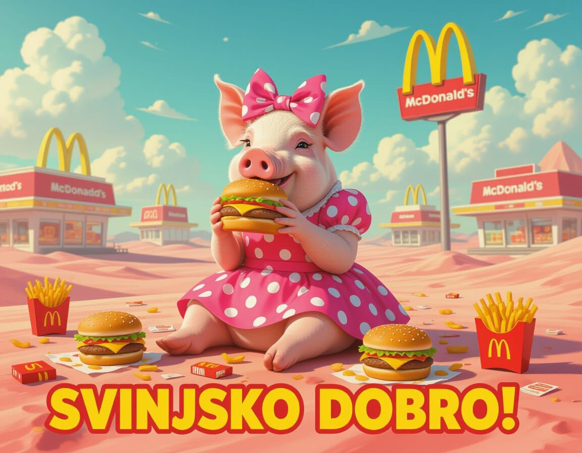 Pig's McDonald's Feast on Alien Planet