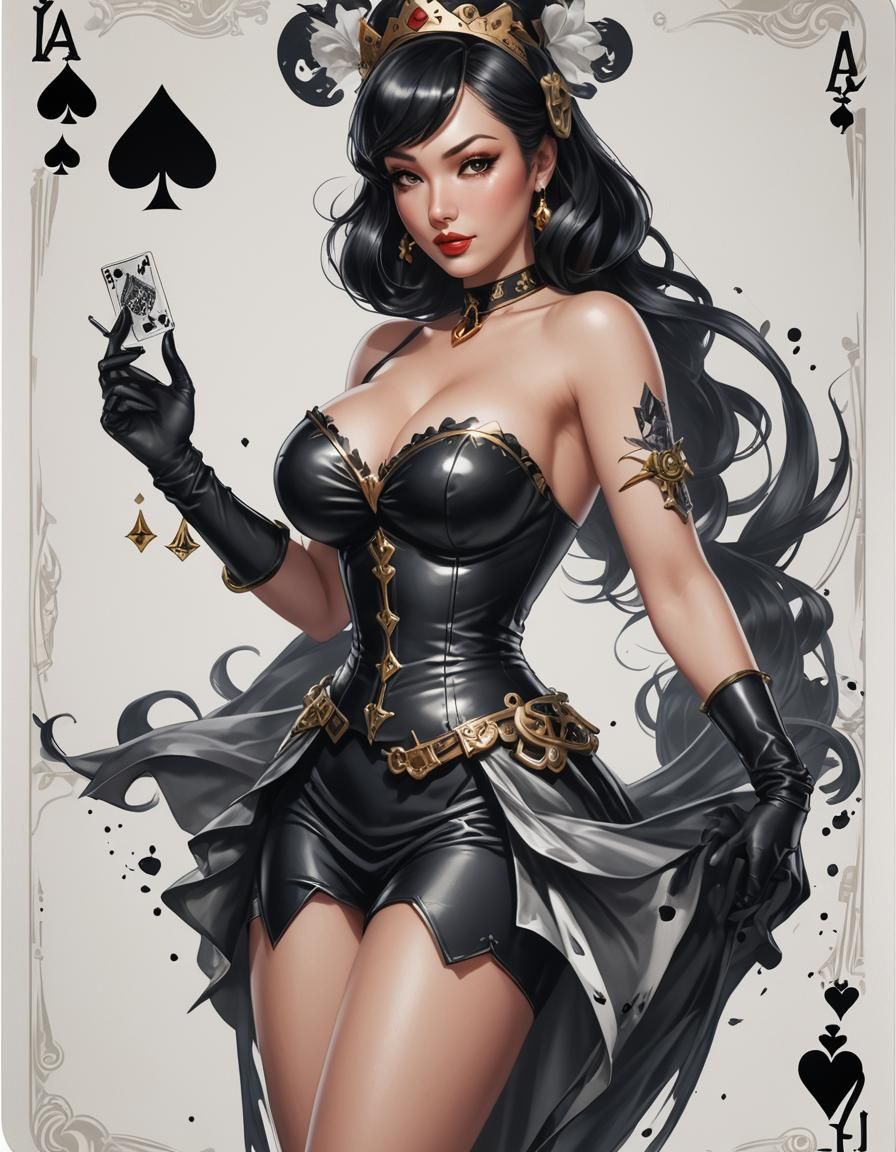 Anime Style Ace of Spades Pinup Card