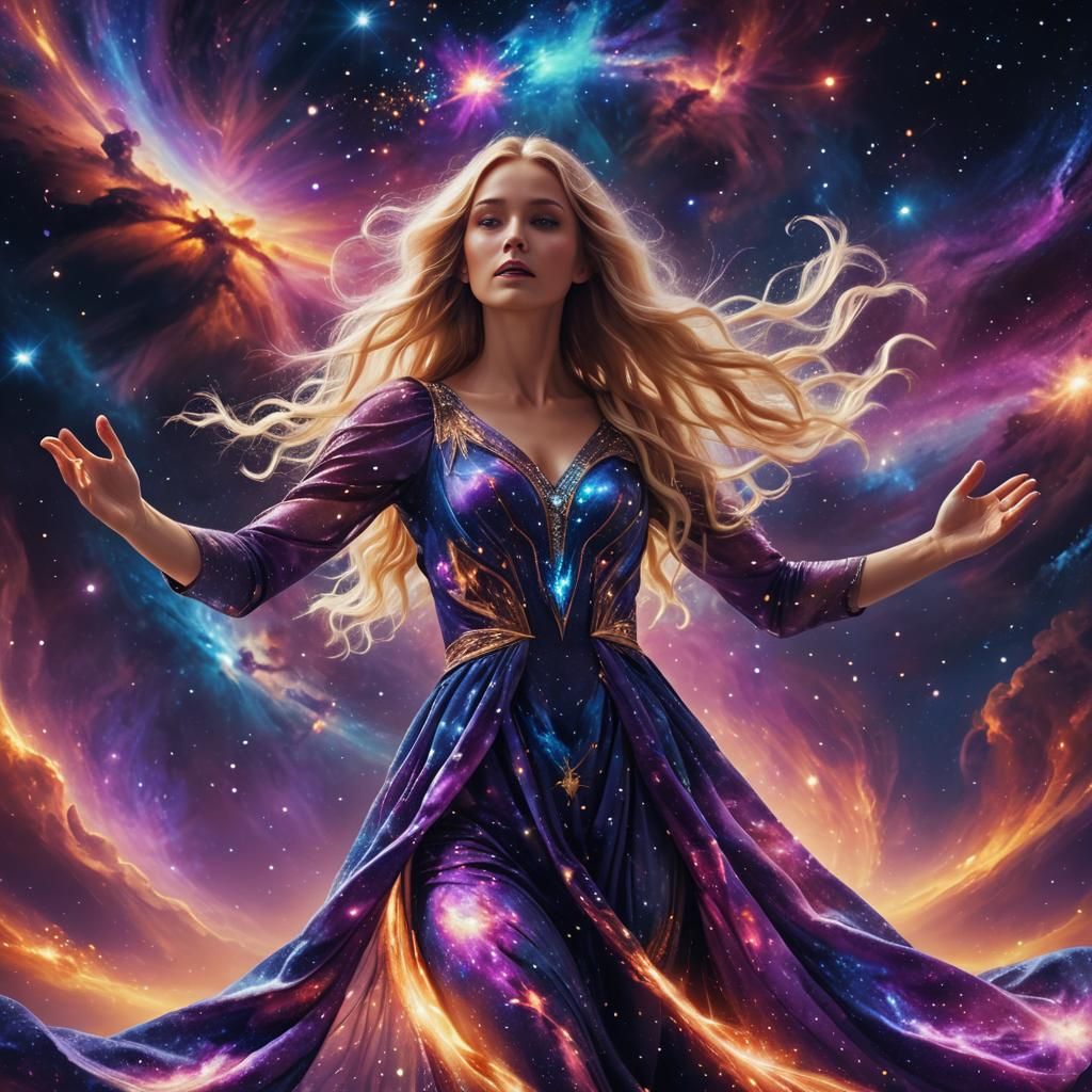 Cosmic Woman in Star Dress Concept Art