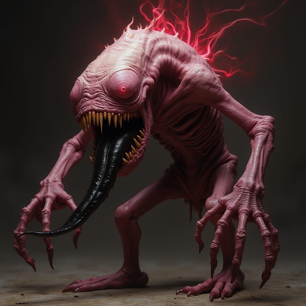 Terrifying Pale Pink Creature in Dark Fantasy Style