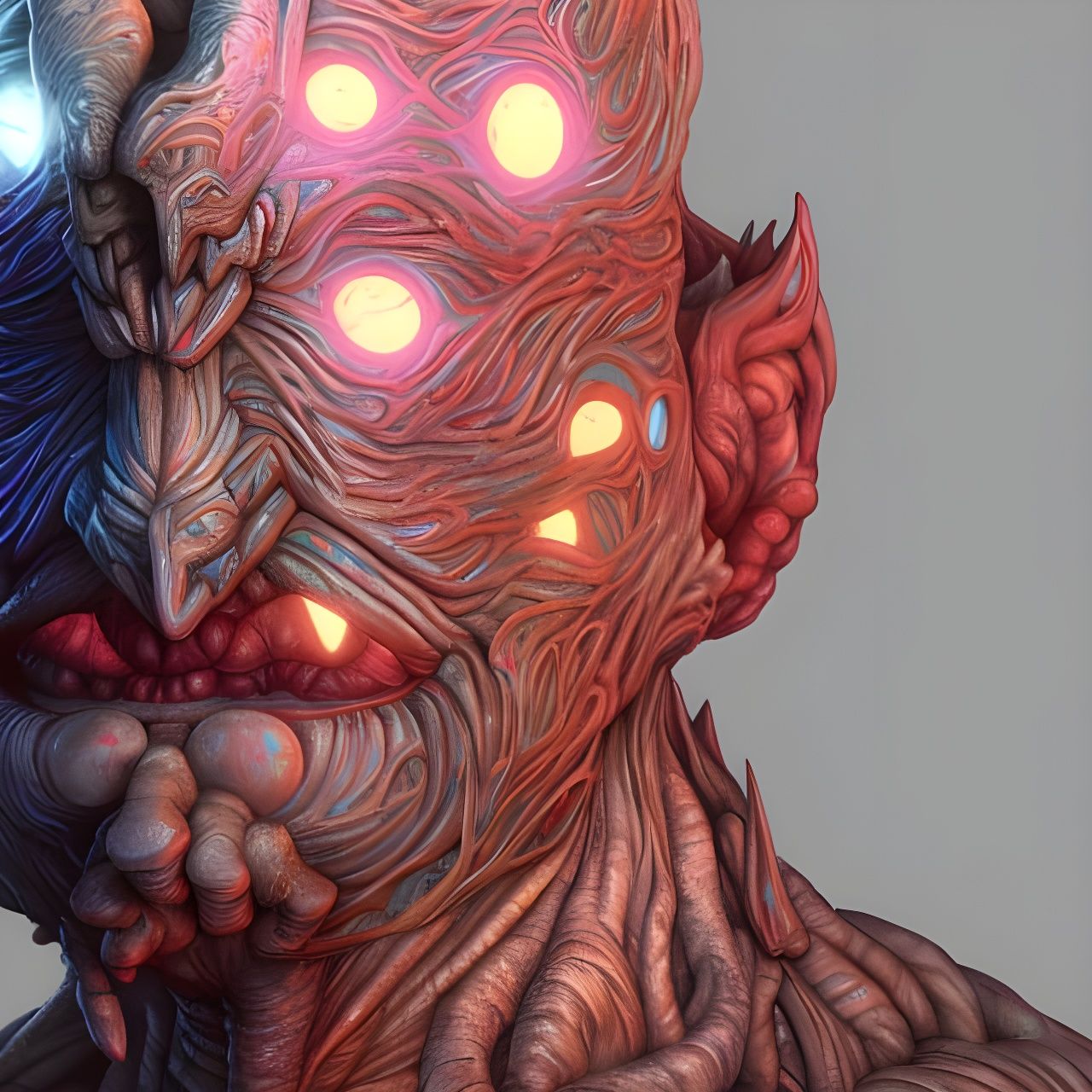 Humanoid Elemental Portrait in Matte Animation Style