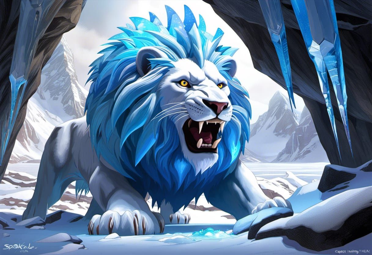 Icy Lion Monster in Glacier Colors