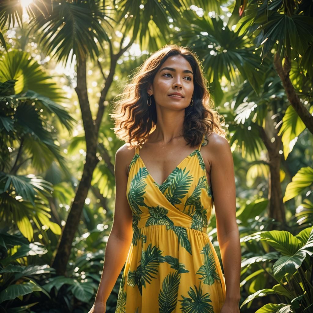 Woman in Sunlight: Tropical Photography with Bokeh