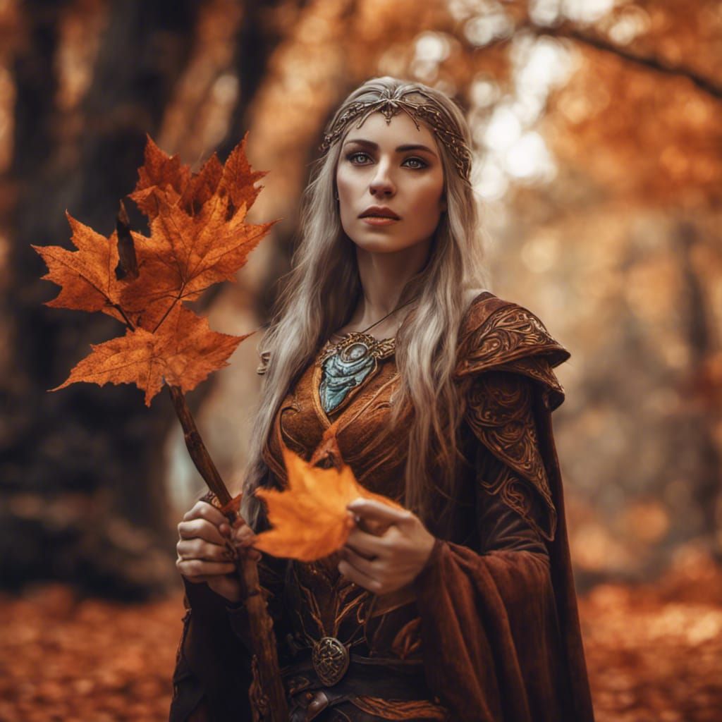 Hyperrealistic Autumn Eladrin Wizard in Cinematic Style