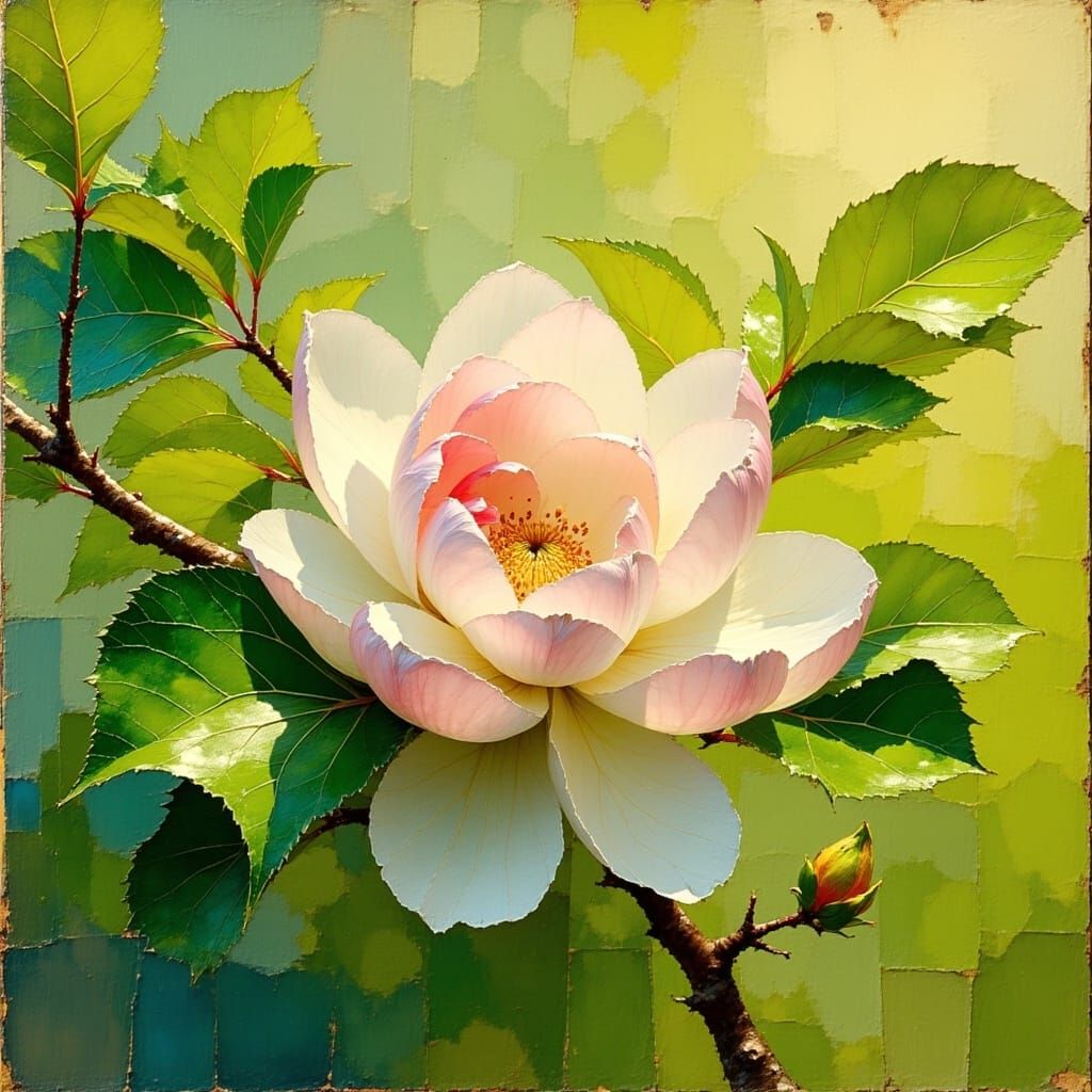 Delicate Pink Apple Blossom in Impressionist Style