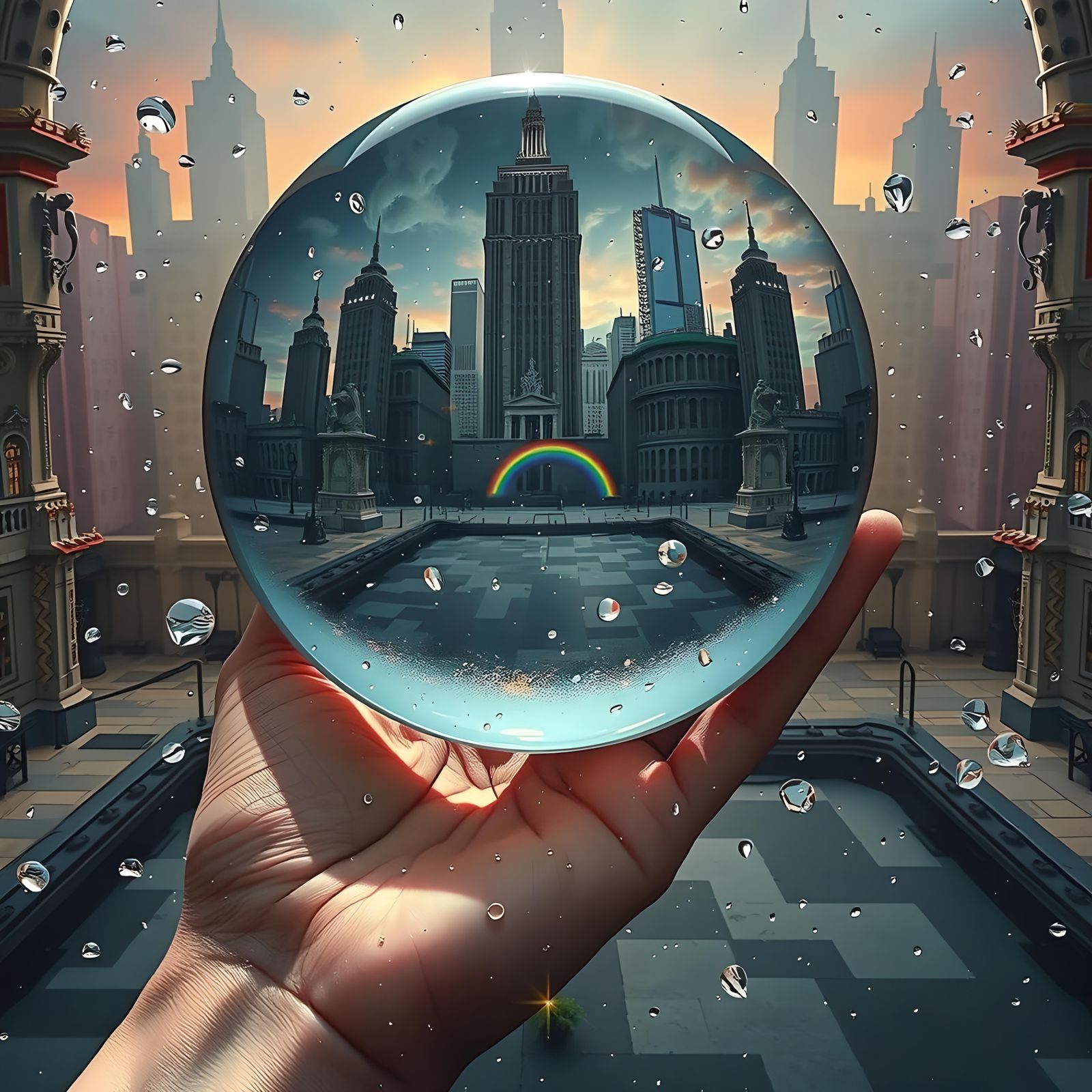 Kaleidoscopic Rainbow on Human Finger