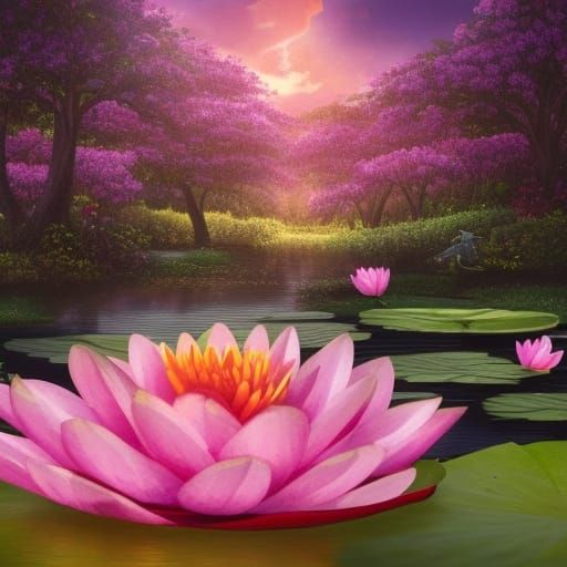 Loving Couple Surrounded by Nature in Matte Painting