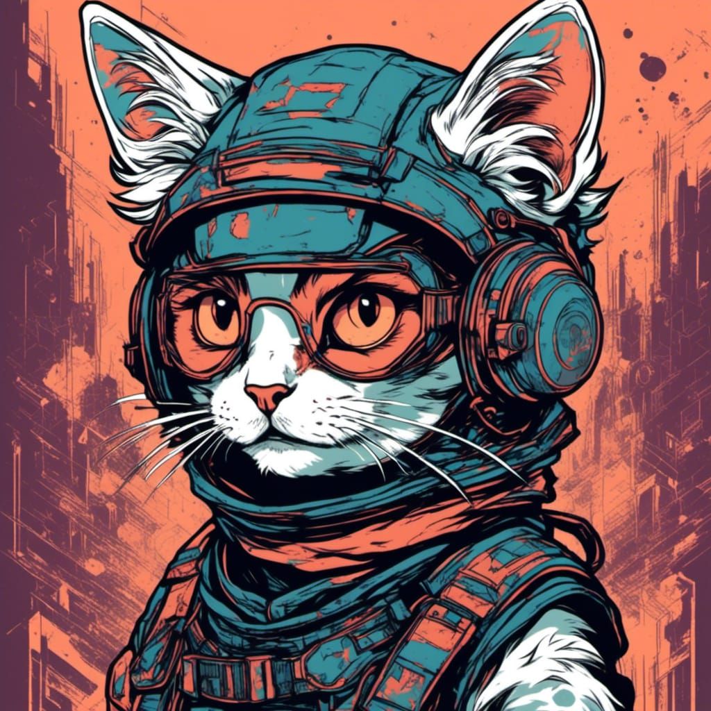 Hyperdetailed Kittens in Aetherpunk Split-Complementary Colo...