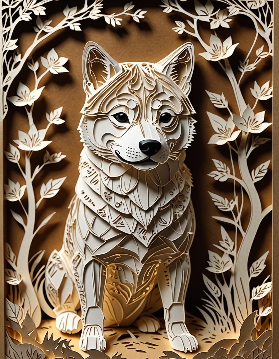 Papercraft Kirigami Shiba Inu