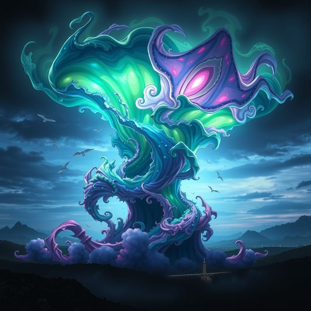 Emerald and Amethyst Tornado: Fantasy Concept Art