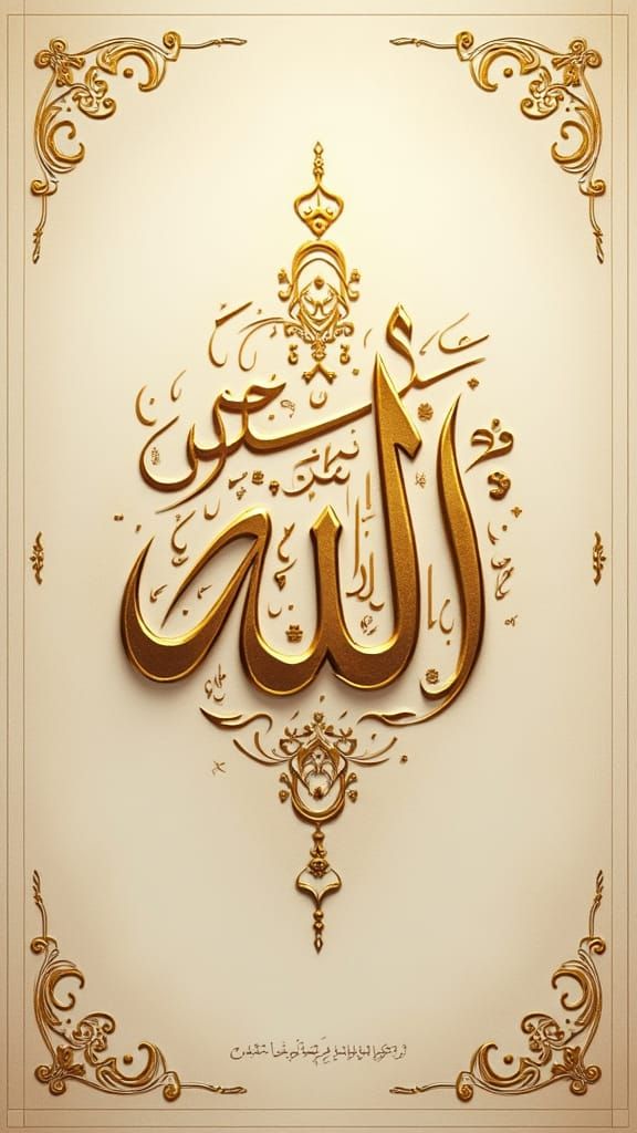 Elegant Golden Arabic Calligraphy of 'Allah'