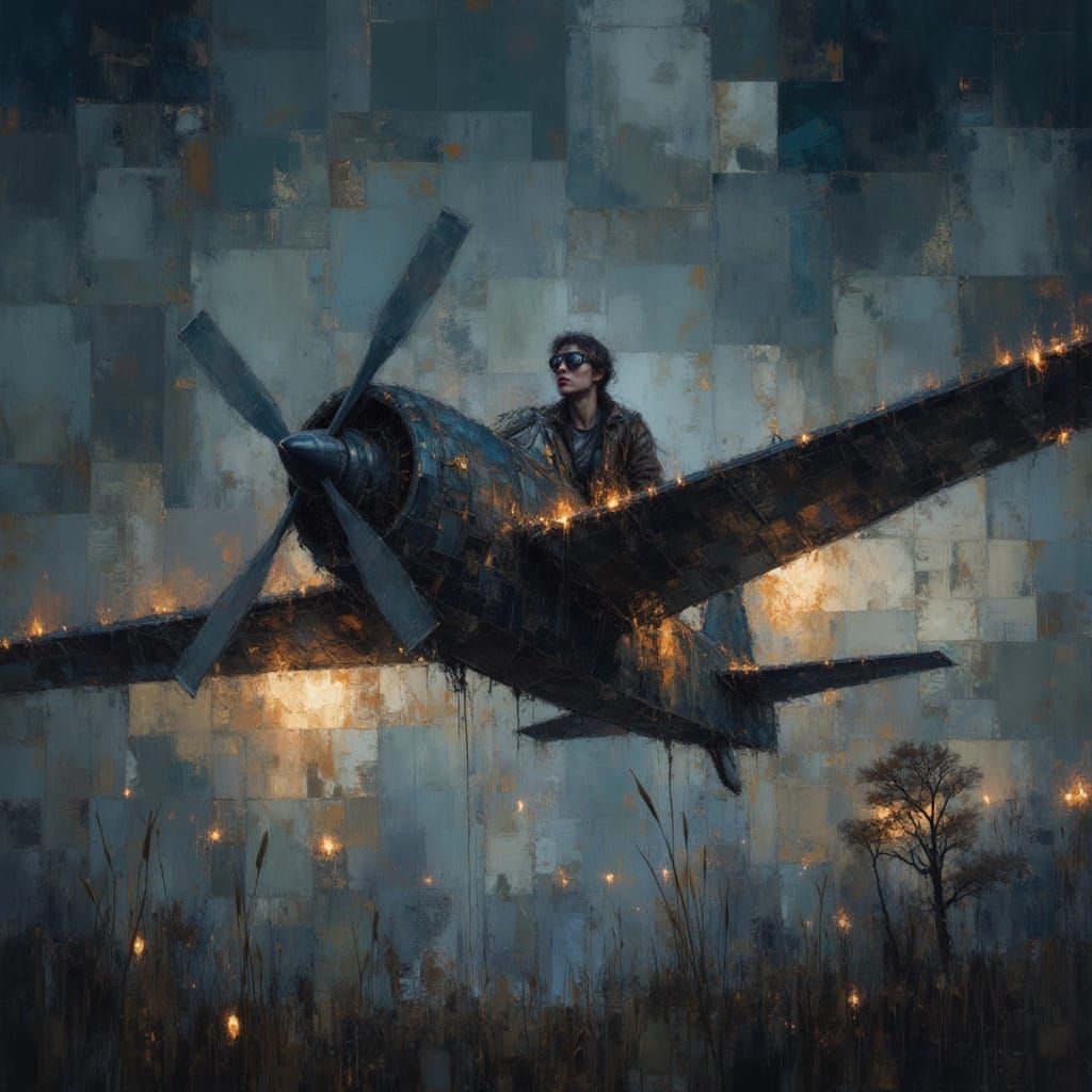 Aircraft of Sticks Soaring on Stormy Day