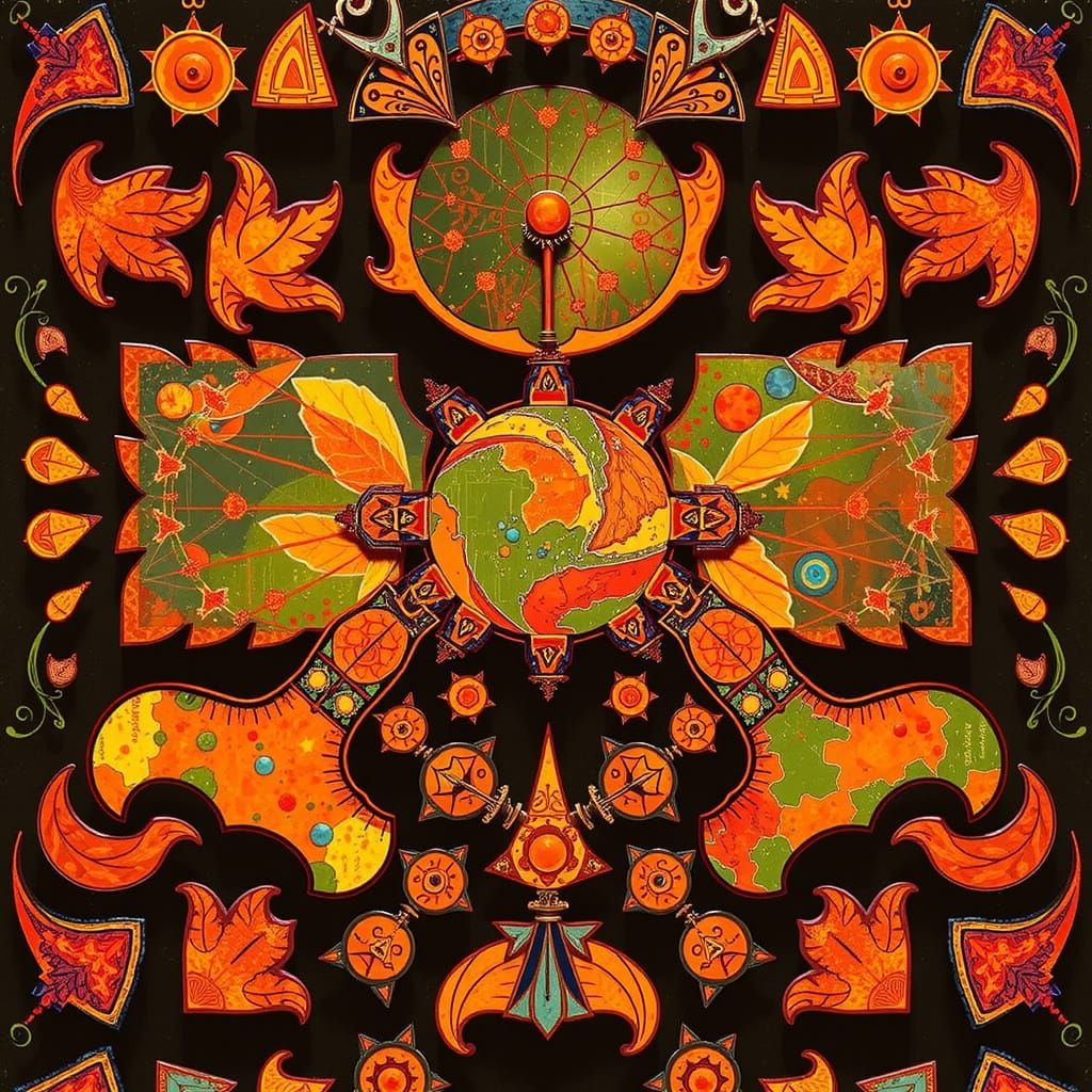 Vibrant Geometric Hyperrealism in Vermillion and Violet Hues