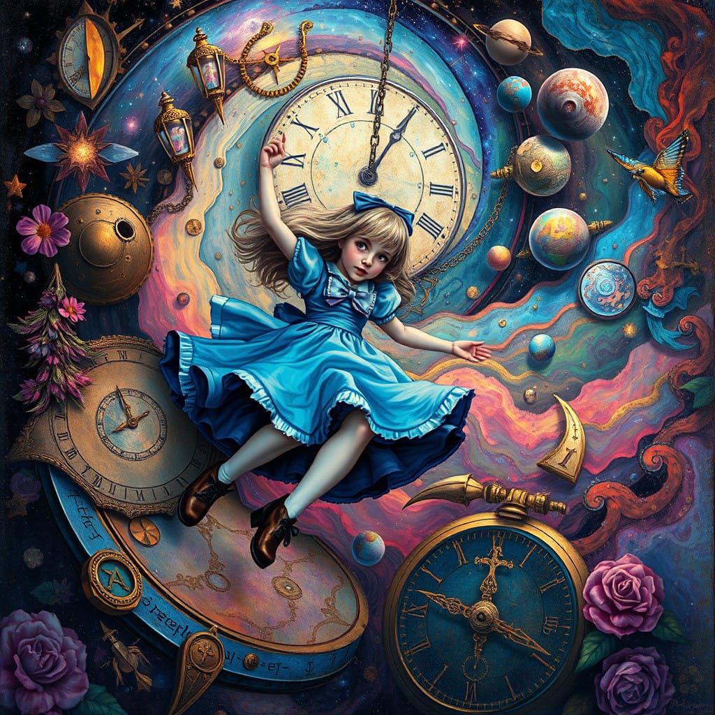 Alice in Wonderland Enters a Cosmic Vortex