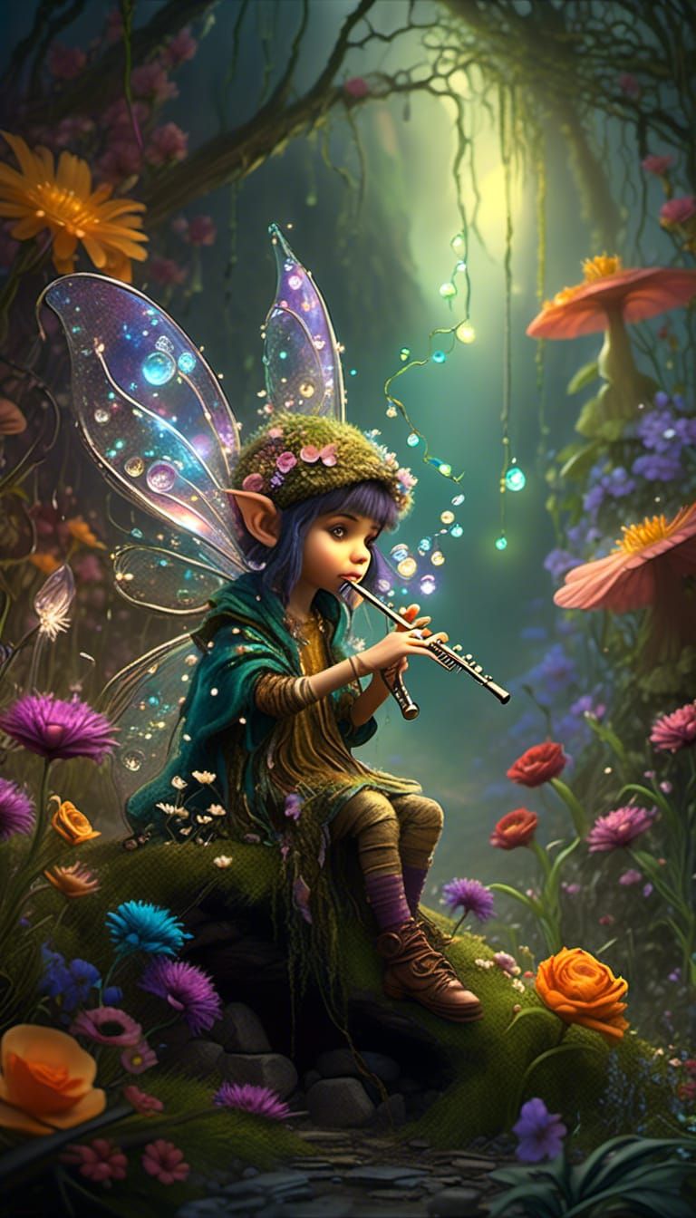 Dewdrop Pixie in Cyberpunk Bohemian Style