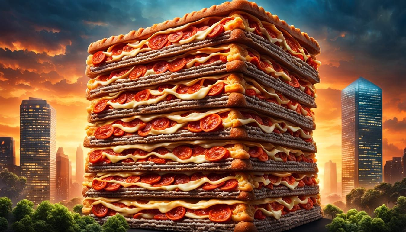 Pizza Office Tower in Surreal Style