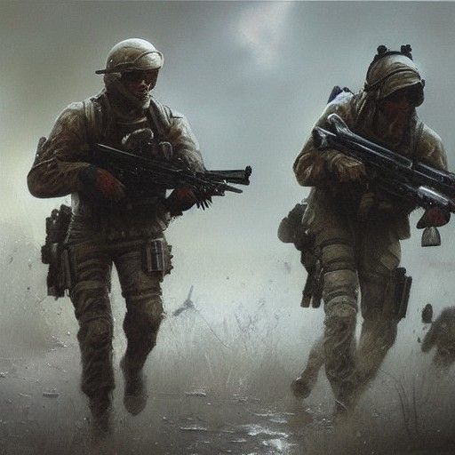 Masked Soldier in Oil Painting Style