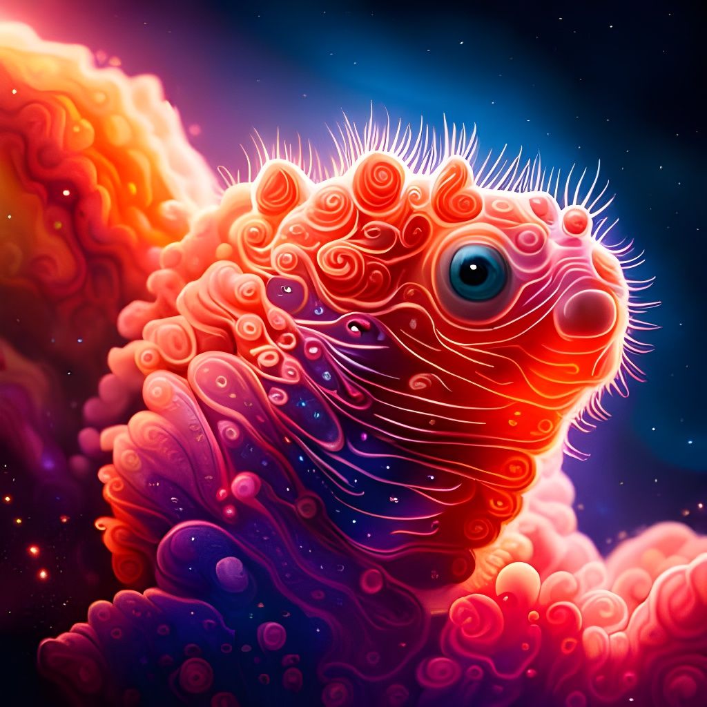 Colorful Tardigrade in Outer Space Macro Shot