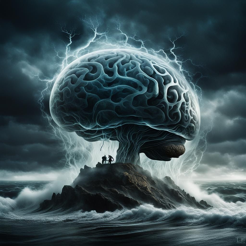 Surreal Glass A with Eye and Brain