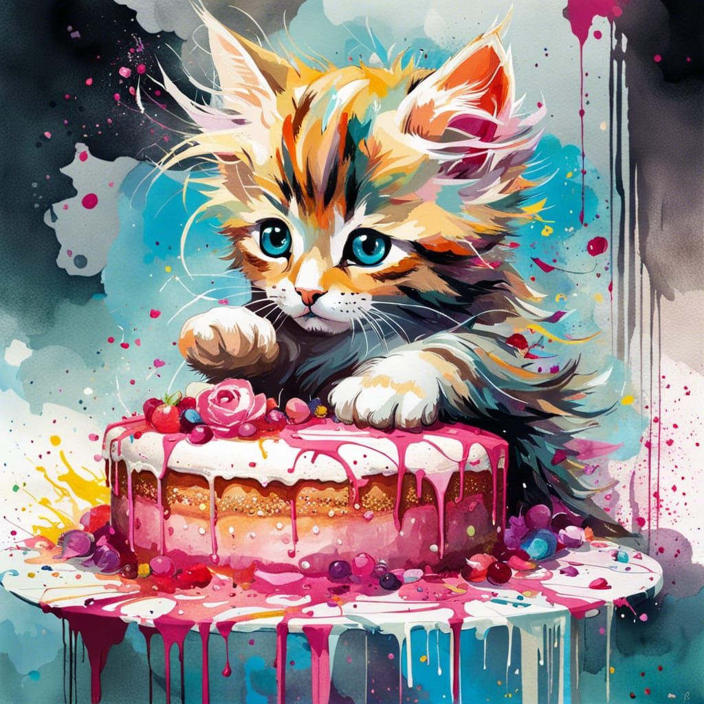 Cute Kitten Discovers Forbidden Wedding Cake
