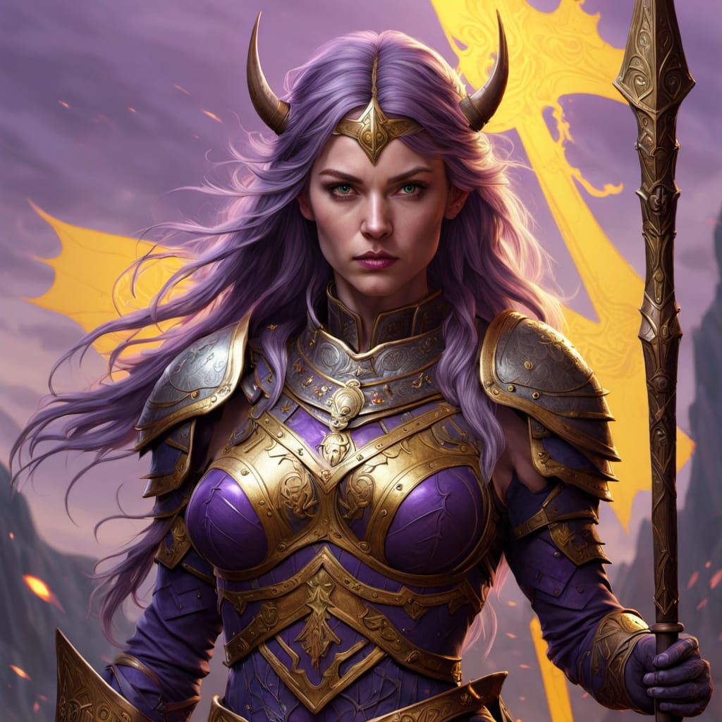Norse Warrior Maiden in Armor: Digital Art