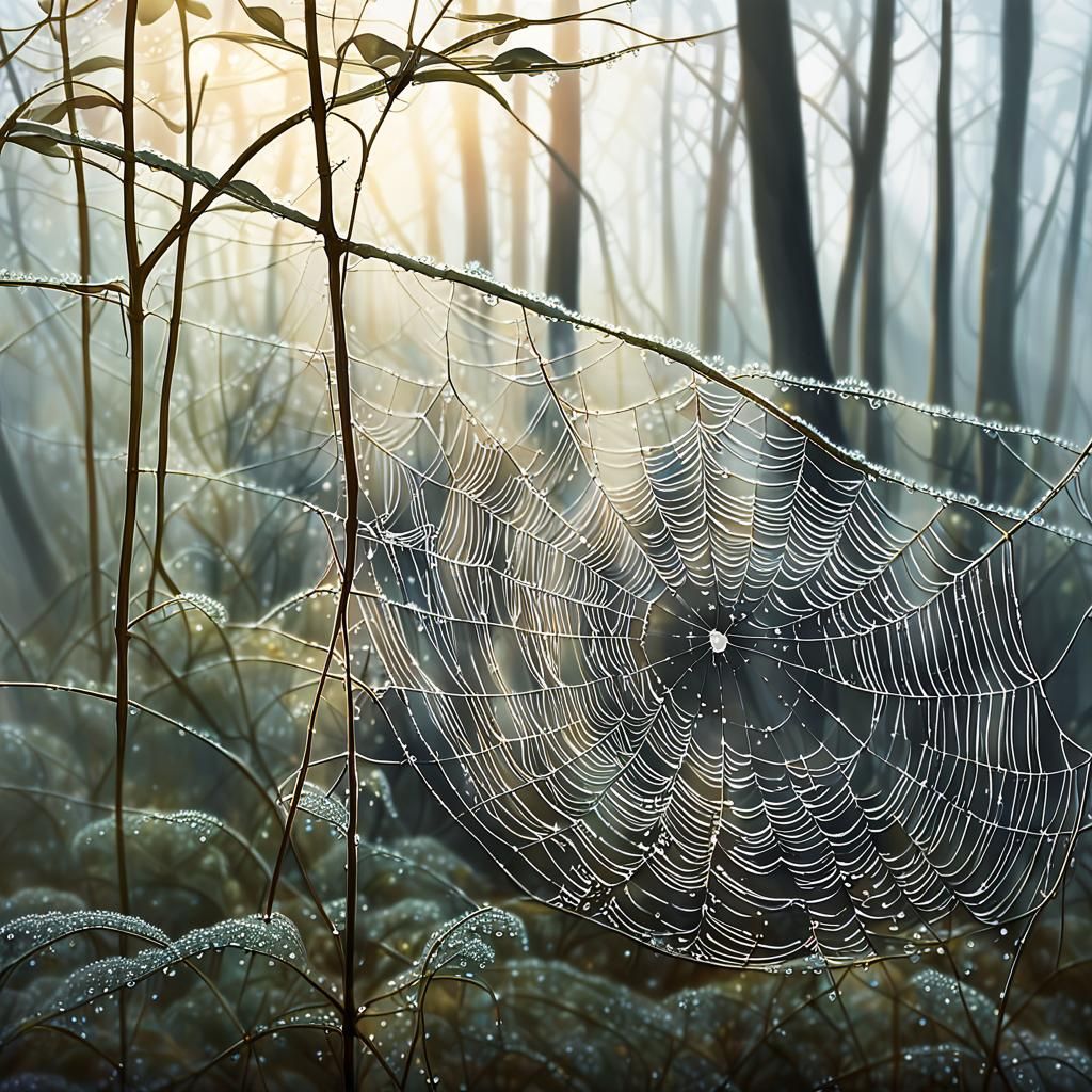 Misty Forest Landscape in Watercolor Style