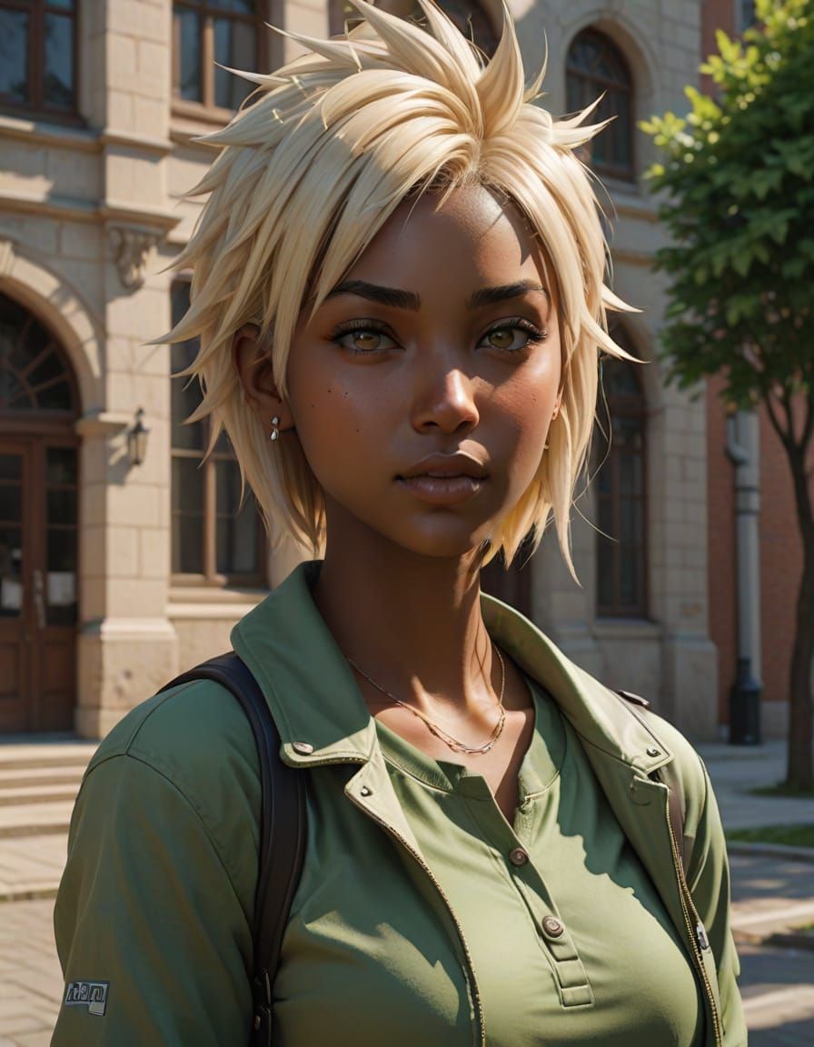 Vibrant Anime-Inspired Schoolgirl in 3D Concept Art