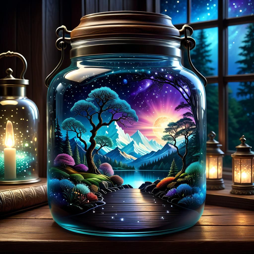 Dreamscape in a Jar: Hyperrealistic 3D Render