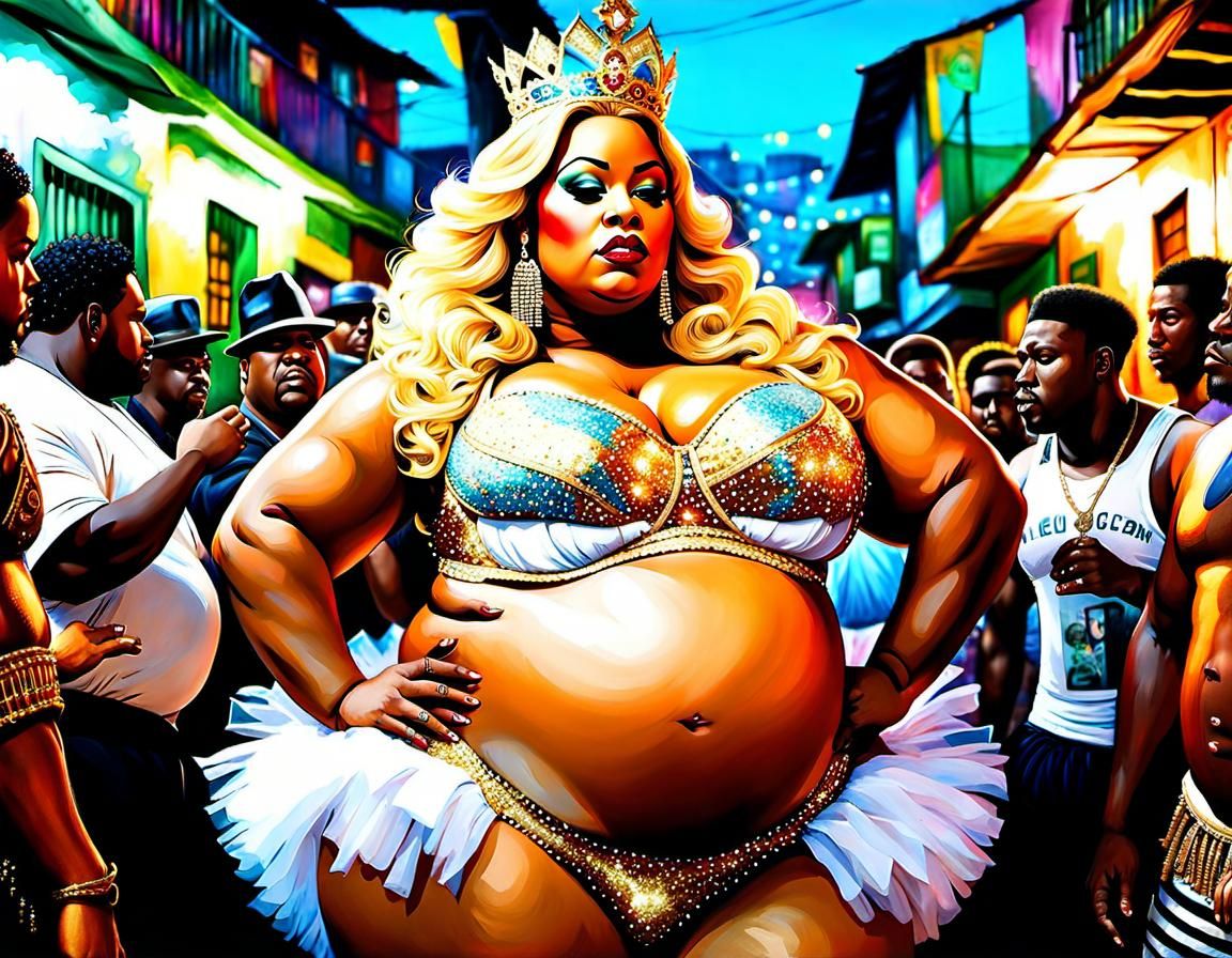 Carnaval Queen Kiss in Rio: Detailed Painting