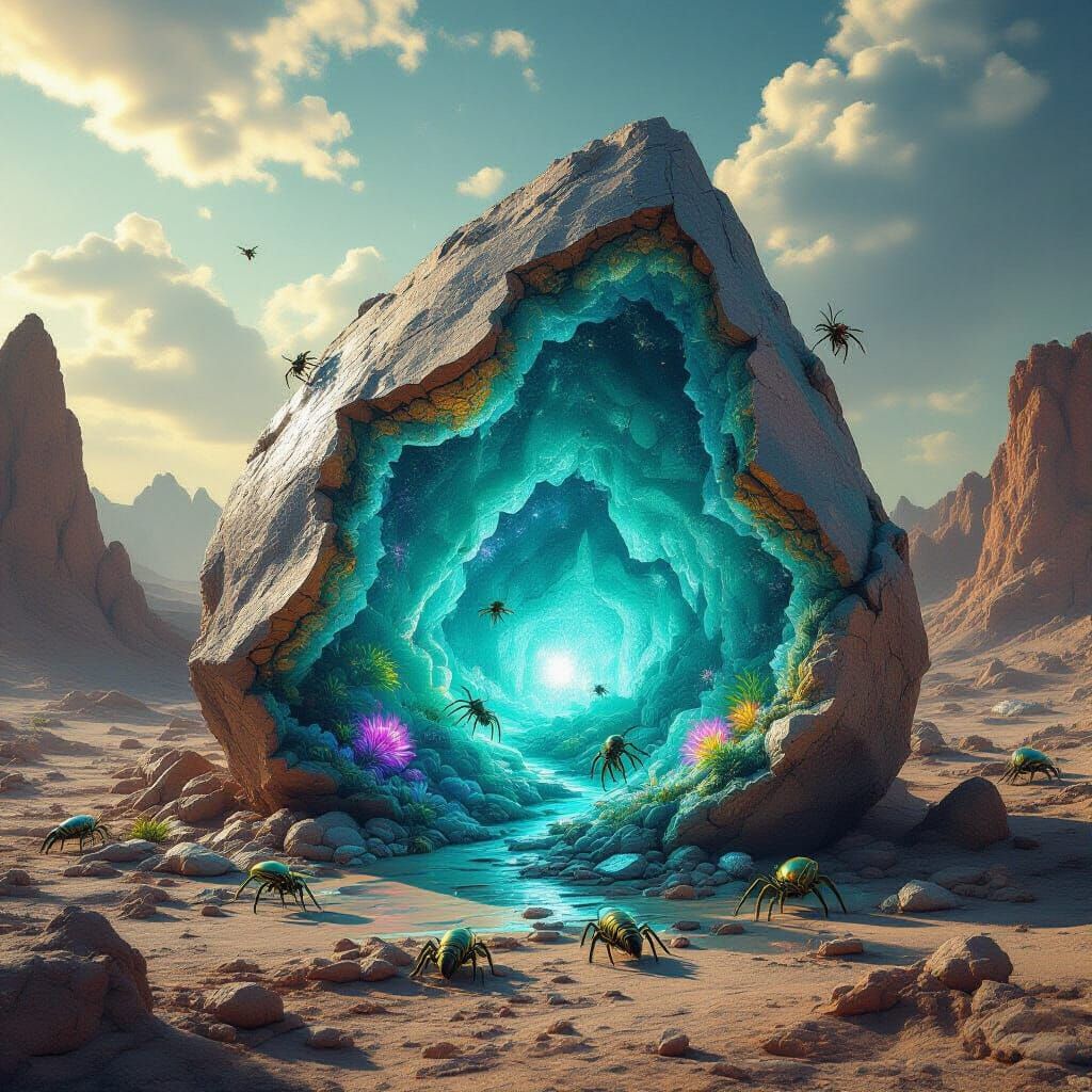 Alien Jungle Revealed Inside Crystalline Geode