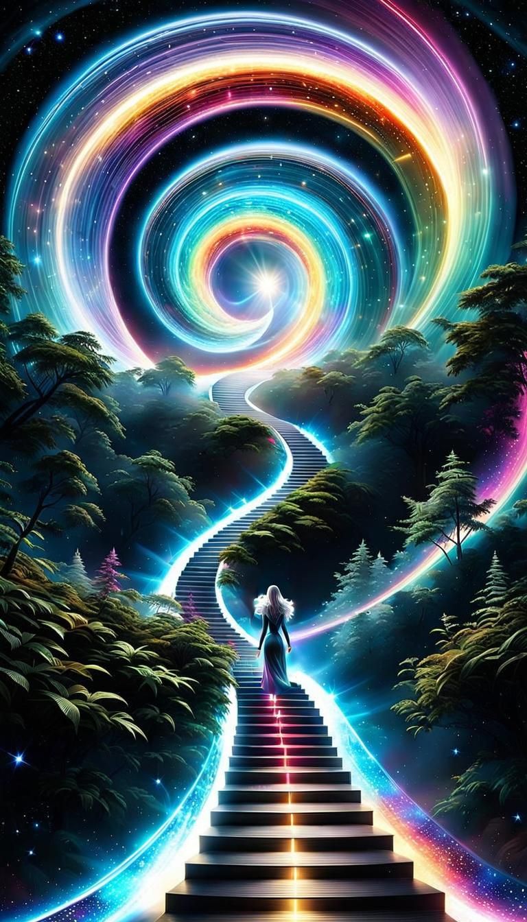 Detailed Alien Woman in Cosmic Nebula Sky