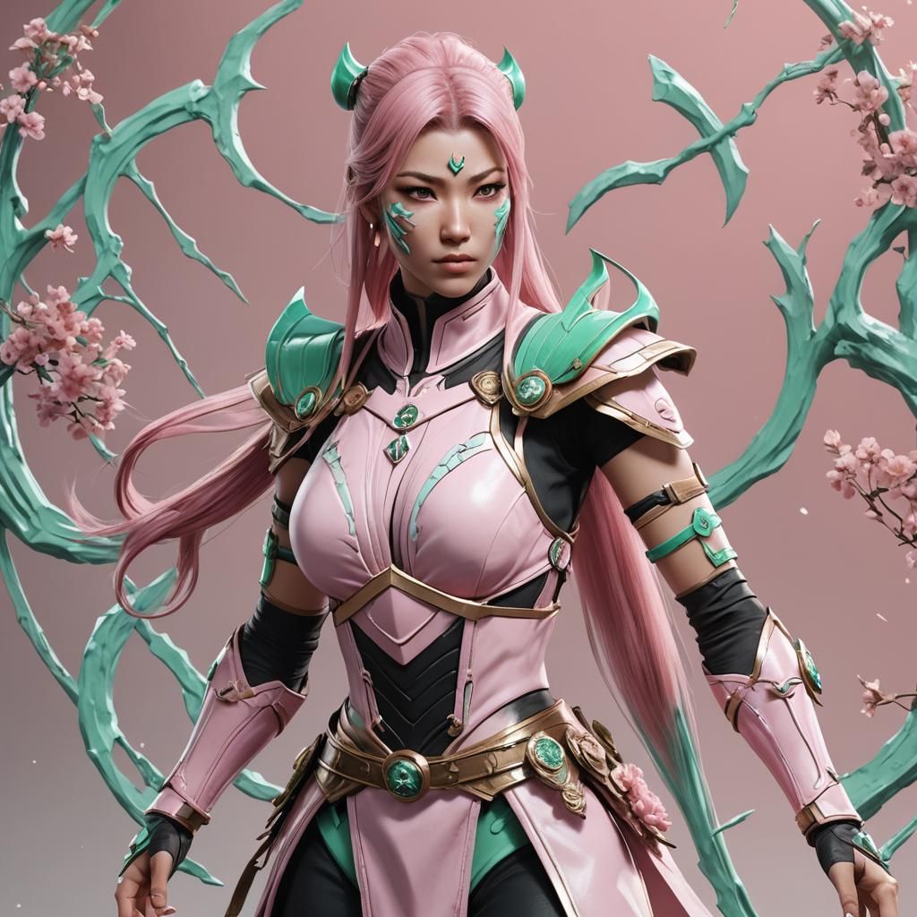 Light Pink and Mint Mortal Kombat Woman