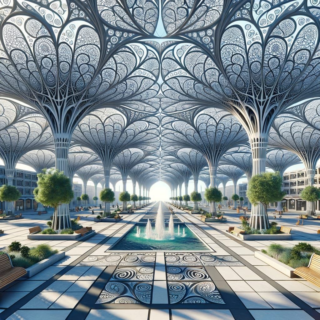 Fractal Public Square with Sensory Canopies