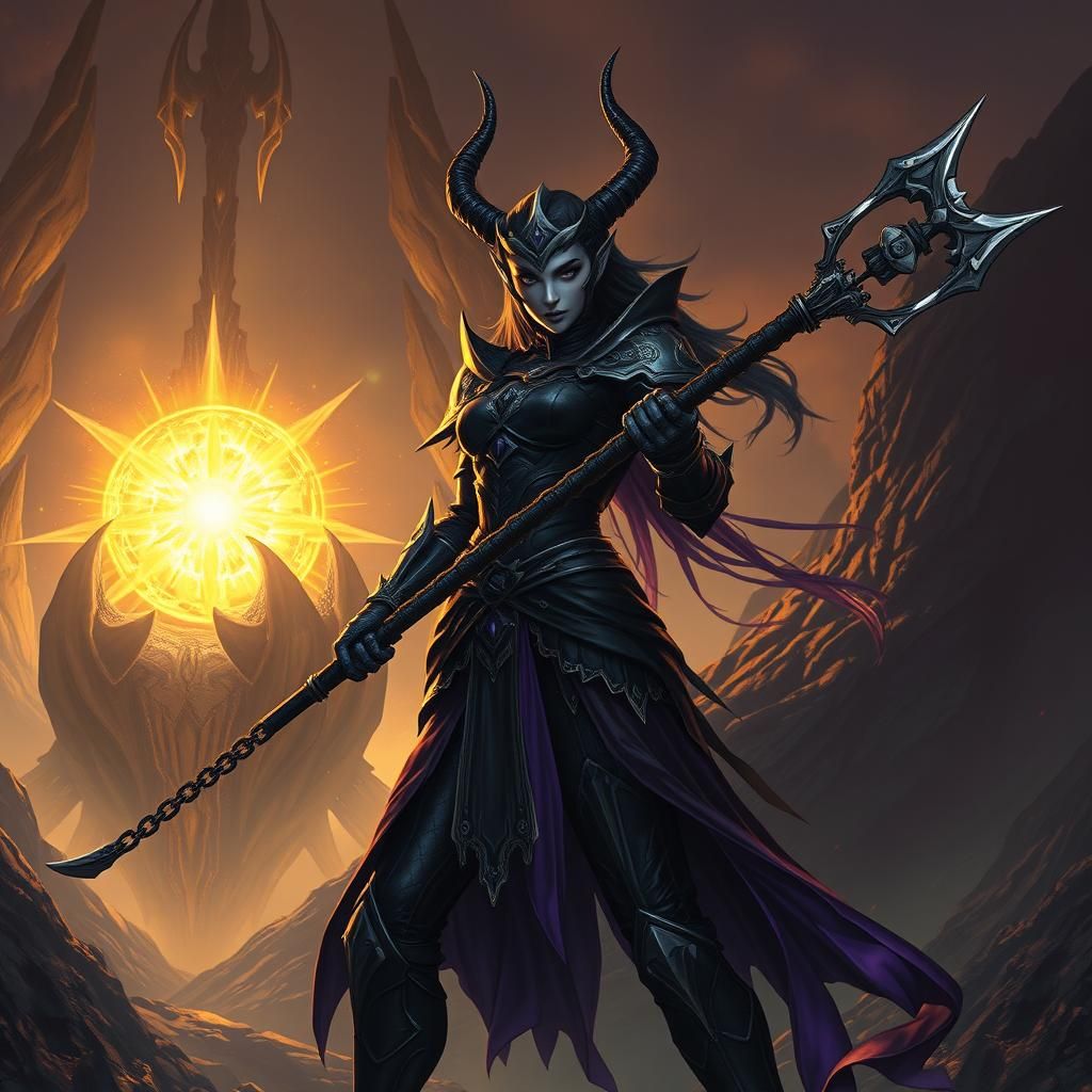 Drow Warrior in a Greg Rutkowski Inspired Scene