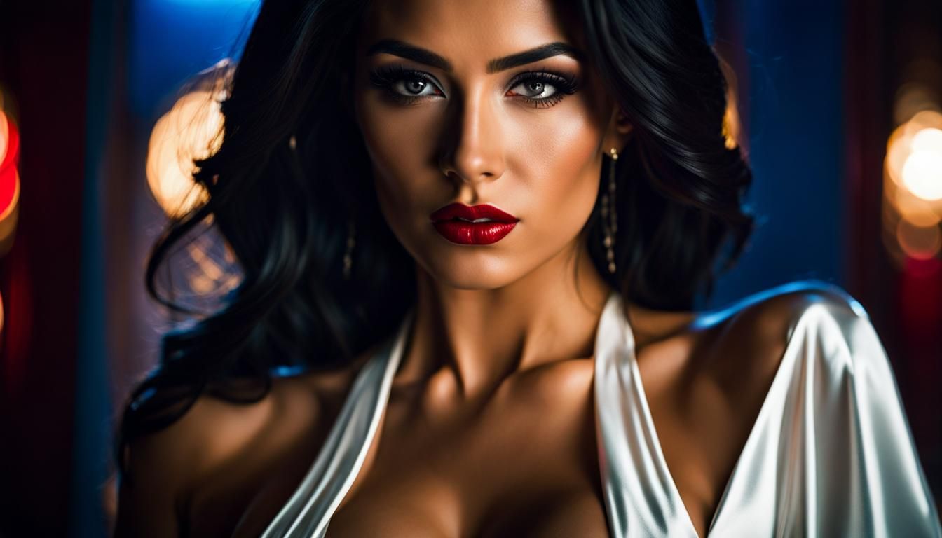 Glamorous Latina in Silk, Photorealistic Rendering