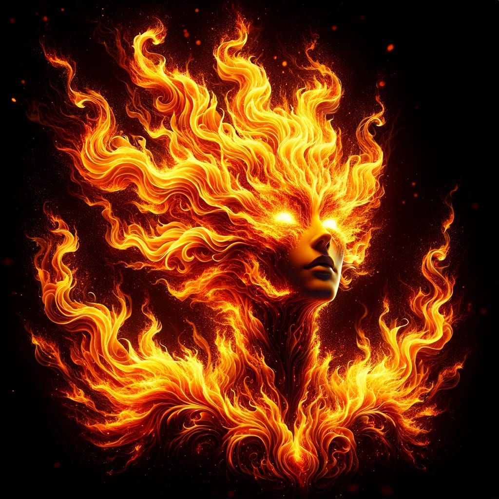 Cinematic Portrait of an Energetic Fire Spirit