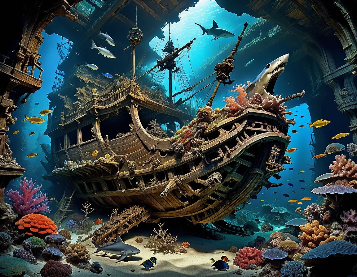 Vivid Deep Sea Galleon Wreckage