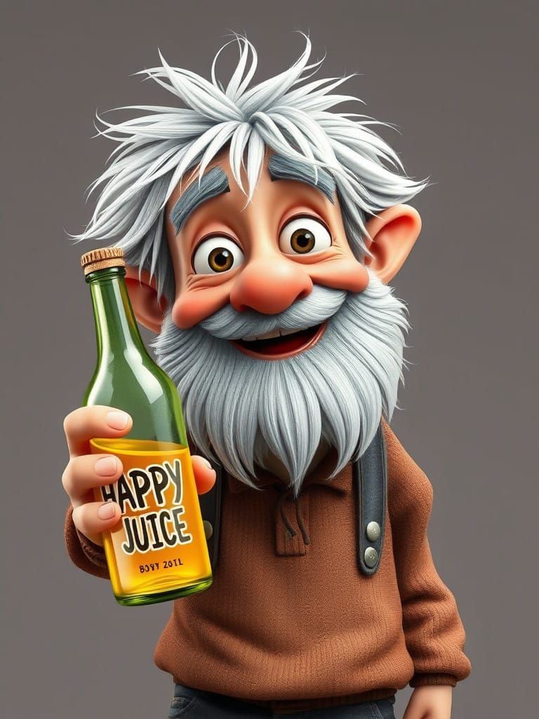 Whimsical Bob Enjoying HAPPY JUICE in a Playful Setting