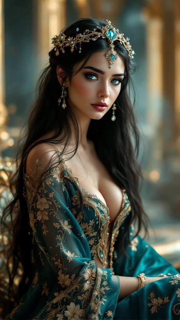 Regal Fantasy Empress in Hyperrealistic Portrait