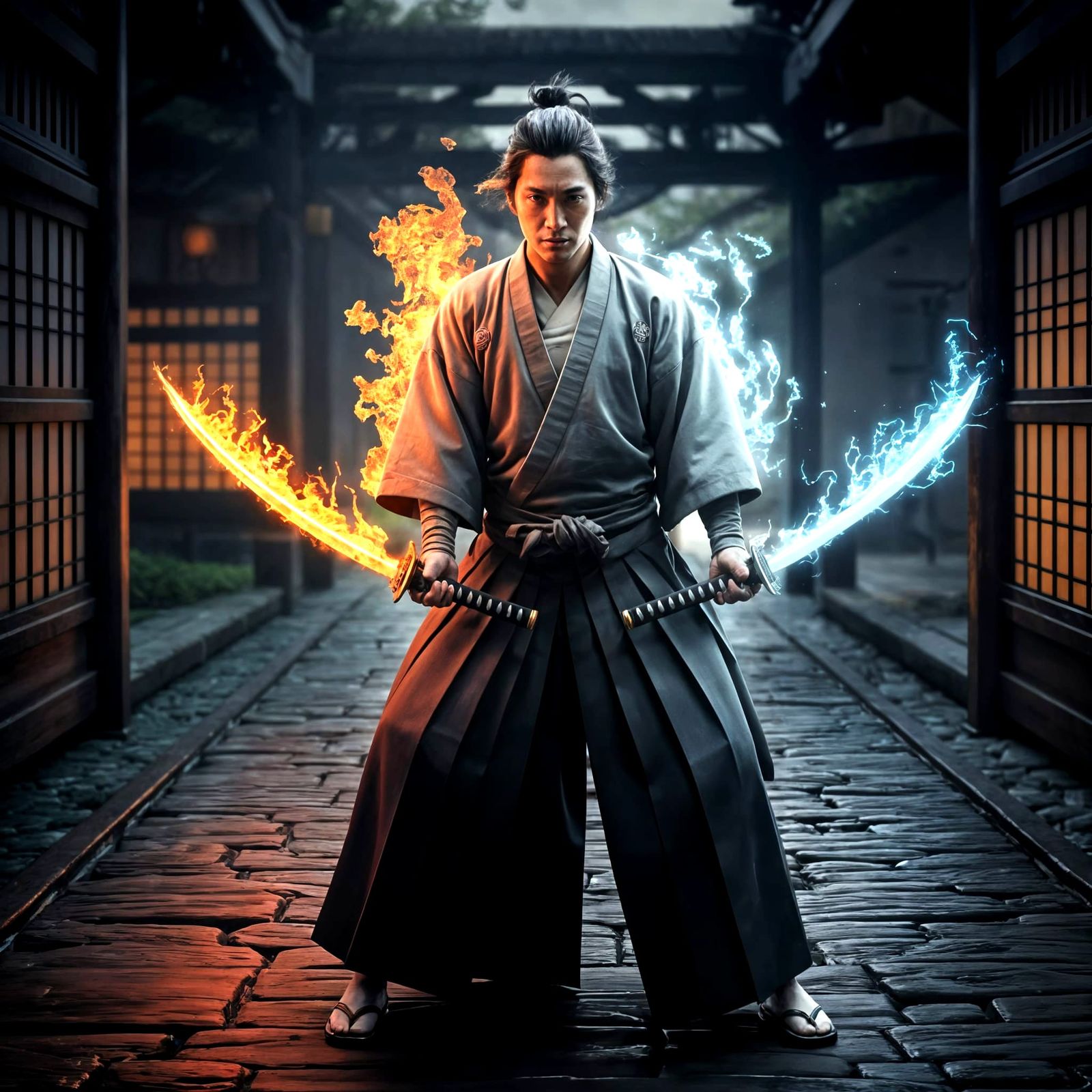 Swordmaster Miyamoto Musashi Wields Dual Elemental Blades in...