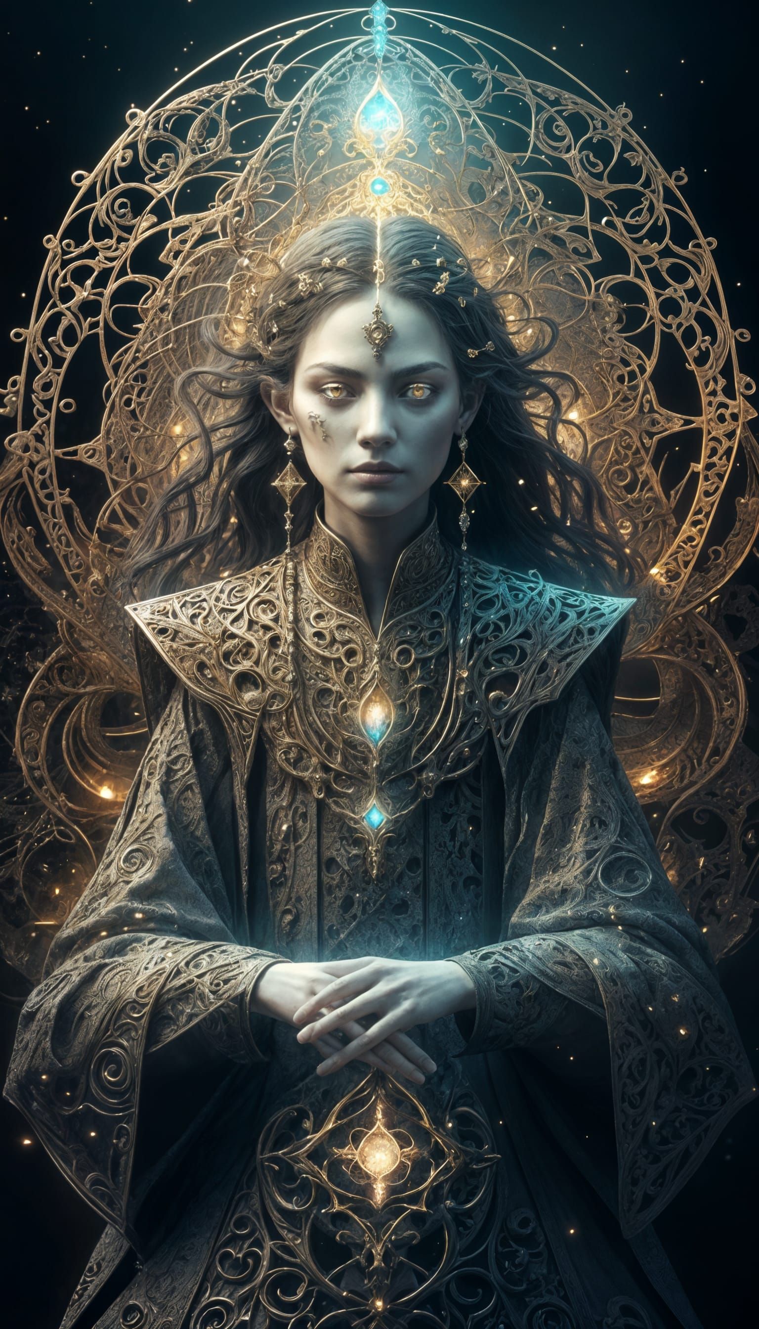 Mystical Portrait with Fine Filigree and Fractoluminescence