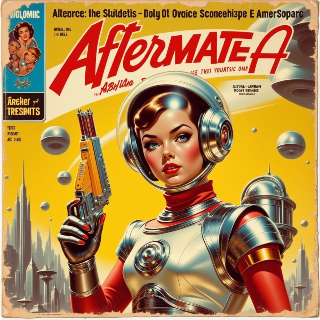 Retro Sci-Fi Magazine Cover with Boy and Ray Gun