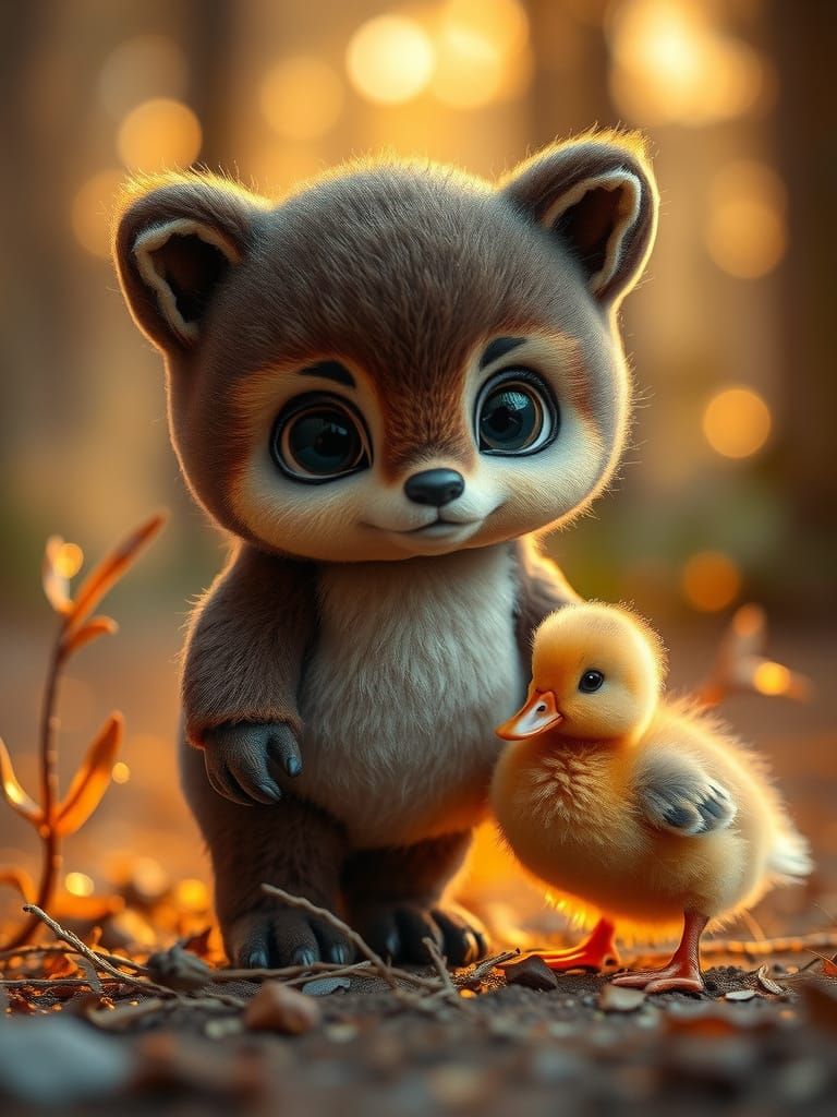 Baby Chocolate and Duckling in Magical Forest