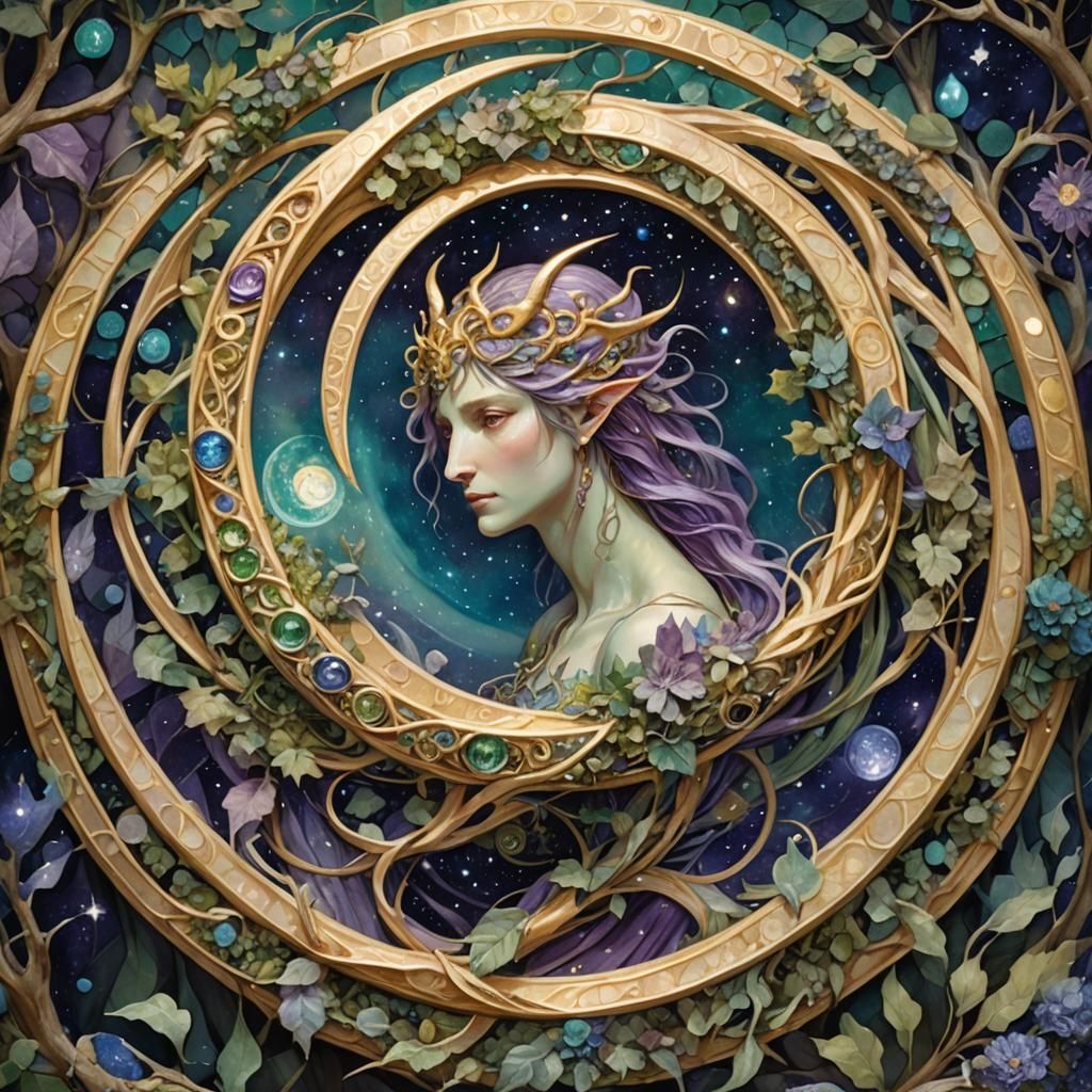 Ouroboros and Moon in Surreal Concept Art