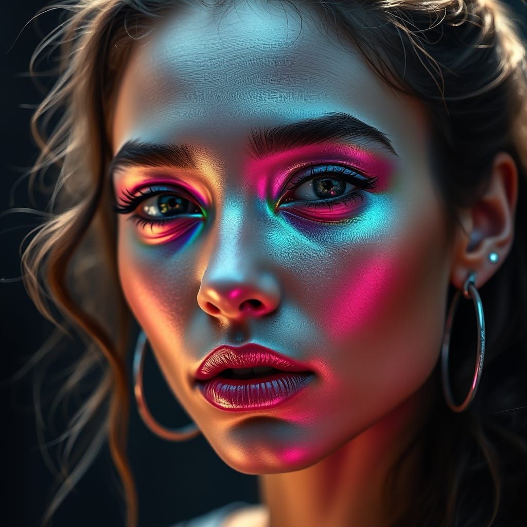 Iridescent Portrait of a Stunning Young Woman