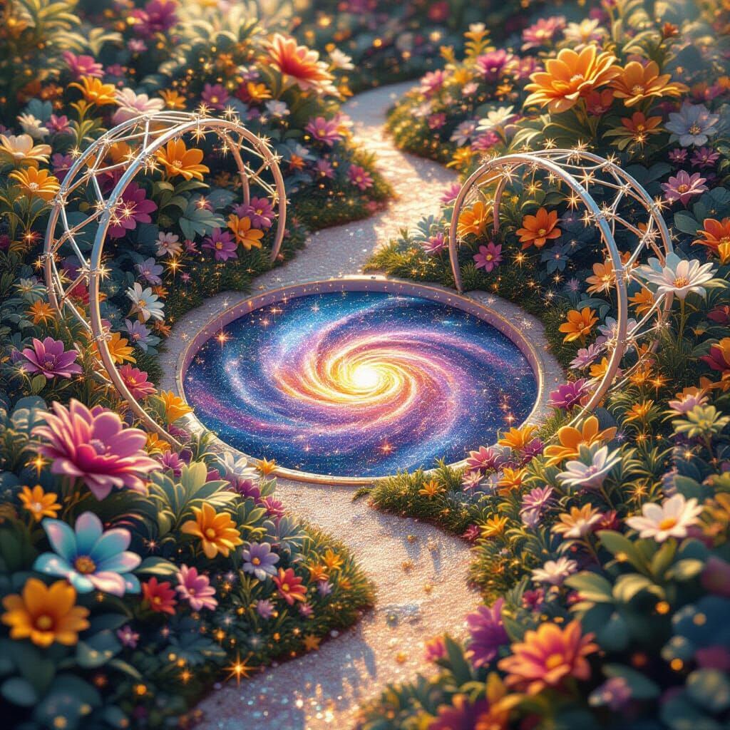 Cosmic Garden: Galaxies as Flowers in Stardust Paths